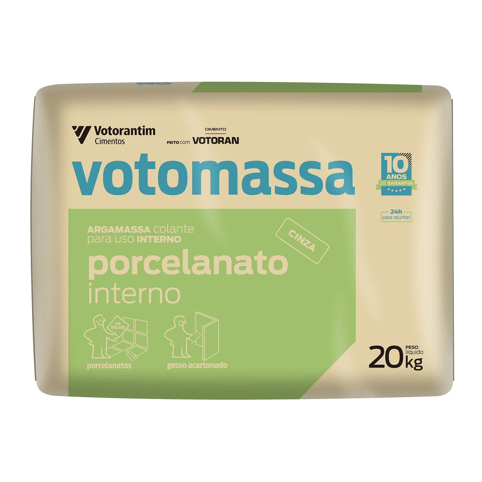 Argamassa Porcelanato Interno Cinza 20kg Votoran