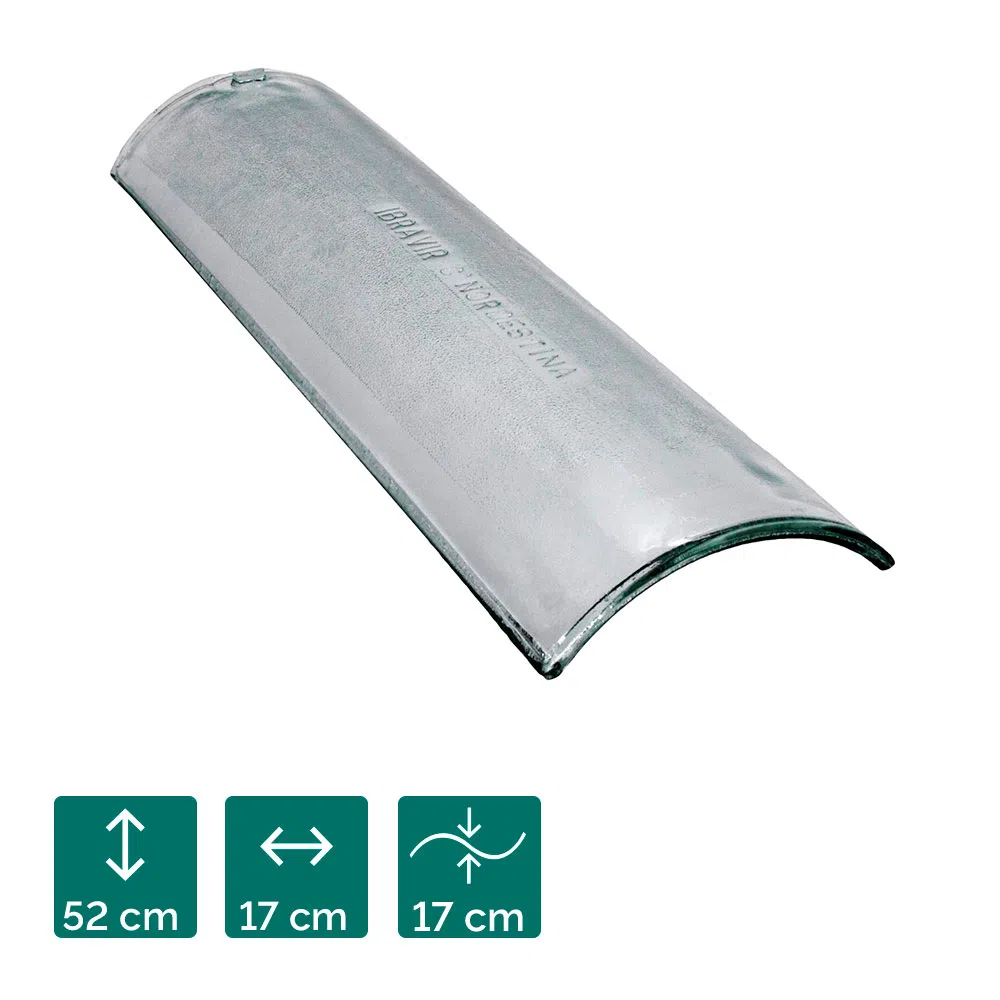 Telha de Vidro Colonial Nordestina 52cm x 17cm x17cm - Ibravir