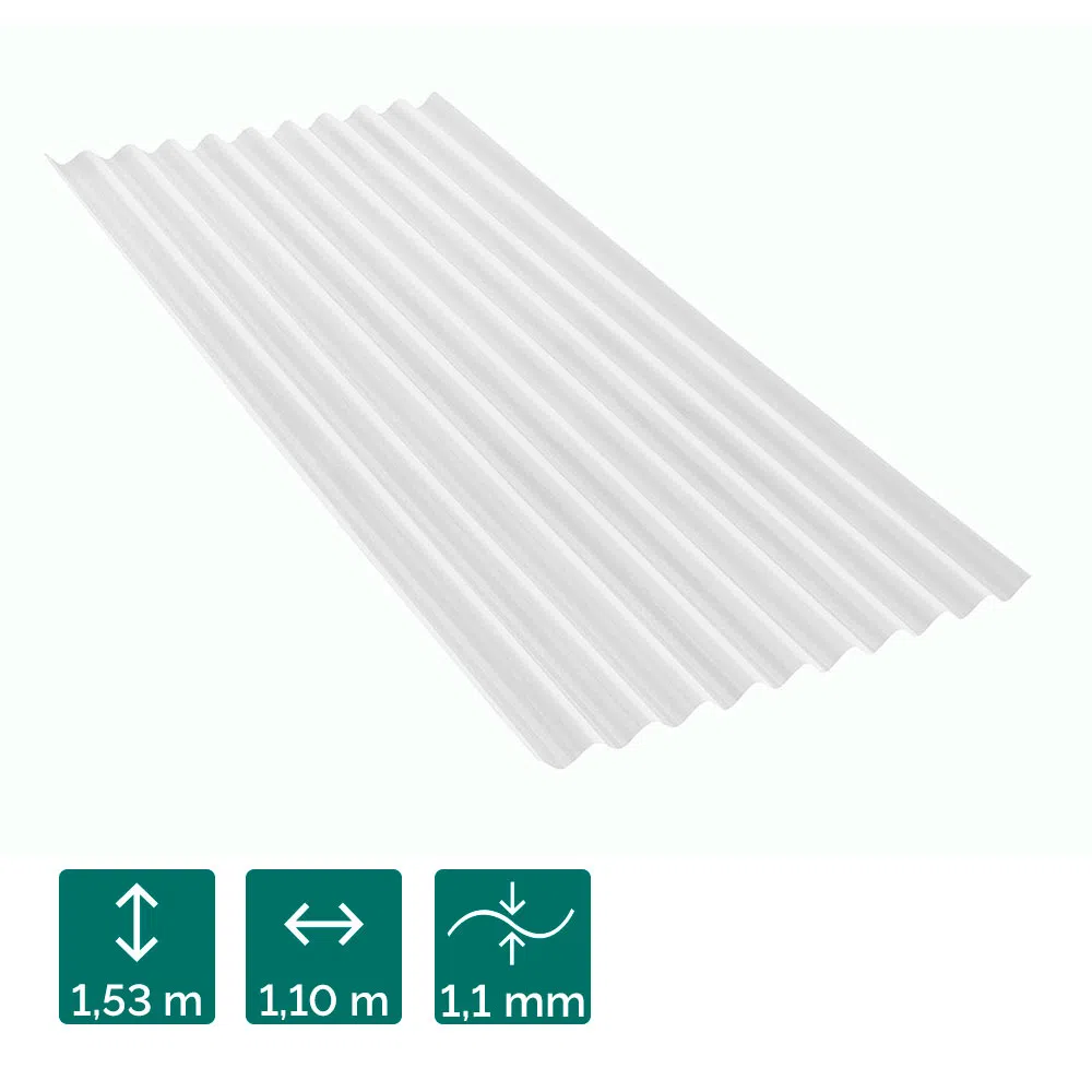 Telha Translúcida Ondulada P/177 1,53m x 1,10m 1,1mm - Granplast
