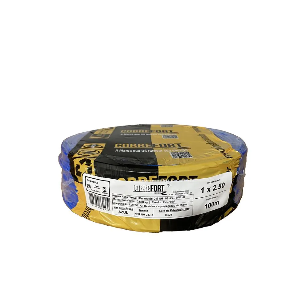 Cabo Flex Cobrefort 2,50MM 450/750V Azul 100M