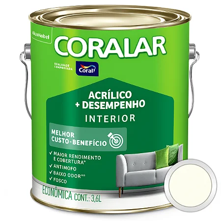 Tinta Acrílica Fosco Coral Coralar Branco Galão 3,6L